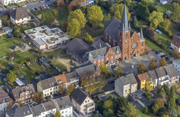Aerial view, Evangelical Church of Christ and Kindergarten Christuskirche in the district Mitte in