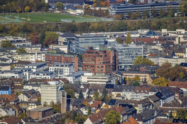 Aerial view, city centre view with view over the Allee-Center to the Hammer Technology and Start-up