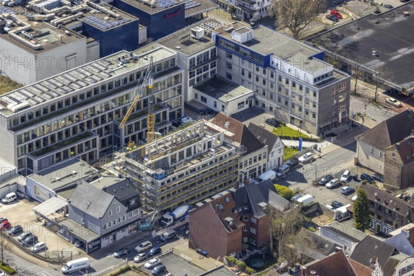 Aerial photo, Widumstraße construction site for new WA office building, Westfälischer Anzeiger,