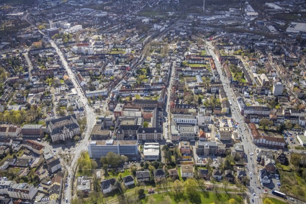 Aerial view, city centre view with town hall, prison and employment agency Hamm, centre, Hamm, Ruhr
