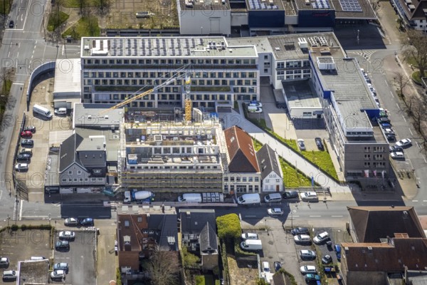 Aerial photo, Widumstraße construction site for new WA office building, Westfälischer Anzeiger,