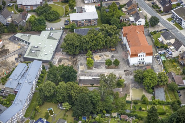 Aerial view, Caritas retirement home St. Josef, cath. Heilig Kreuz Kirche, Haus der Begegnung,