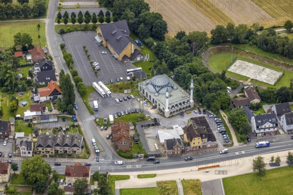 Aerial view, New Ulu Mosque, Herringen, Hamm, Ruhr area, North Rhine-Westphalia, Germany, place of