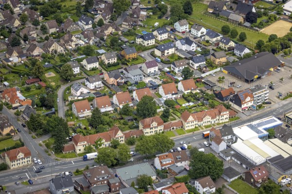 Aerial view, workers' housing estate Isenbecker Hof, Juffernbuschstraße, Feldstraße, Herringen,