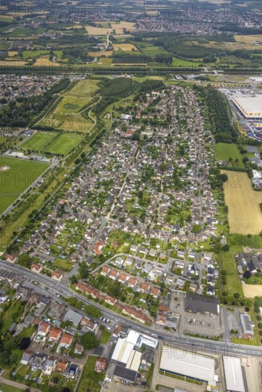 Aerial view, workers' housing estate Isenbecker Hof, Juffernbuschstraße, Herringen, Hamm, Ruhr