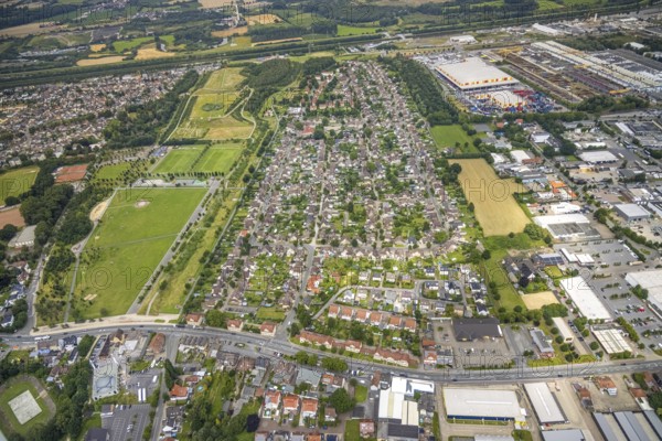 Aerial view, workers' housing estate Isenbecker Hof, Juffernbuschstraße, Herringen, Hamm, Ruhr