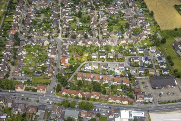 Aerial view, workers' housing estate Isenbecker Hof, Juffernbuschstraße, Herringen, Hamm, Ruhr