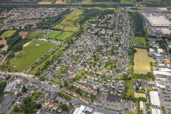 Aerial view, workers' housing estate Isenbecker Hof, Juffernbuschstraße, Herringen, Hamm, Ruhr