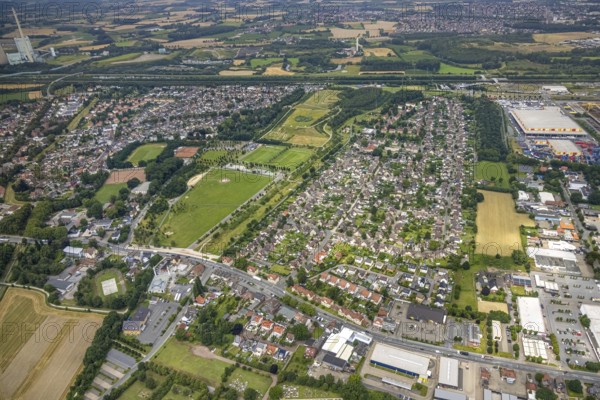 Aerial view, workers' housing estate Isenbecker Hof, Juffernbuschstraße, Herringen, Hamm, Ruhr