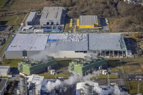 Aerial view, construction site and new building in DistributionPark Hamm, Trianelstraße,