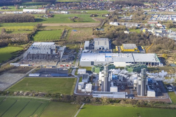 Aerial view, construction site and new building in DistributionPark Hamm, Trianelstraße,