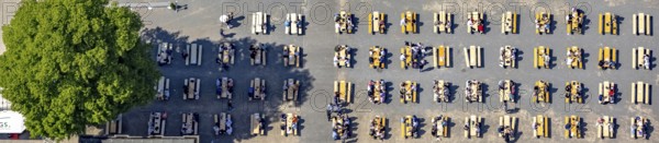 Aerial view of the spa hotel Hamm, spa hotel Bad Hamm, largest beer garden in Hamm, next to the