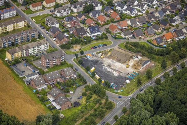 Aerial view, Am Dahlhof demolition Aldi supermarket for new building, Bockum-Hövel, Hamm, Ruhr