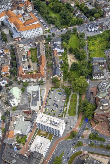 Aerial view, Stadtwerke Hamm, Lutherkirche, Rosengarten and Südring, centre, Hamm, Ruhr area, North