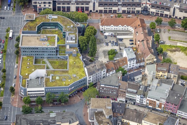 Aerial view, shopping centre, planned demolition residential building Ritterstraße 40, Mitte, Hamm,