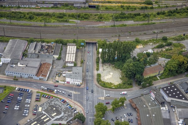Aerial view, intersection Alleestraße and Östingstraße, Autohaus 2000, Mitte, Hamm, Ruhr area,