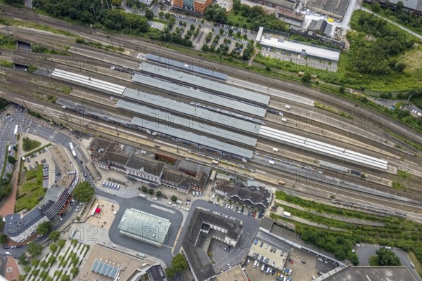 Aerial view, Hamm Westf. central station, centre, Hamm, Ruhr area, North Rhine-Westphalia, Germany,