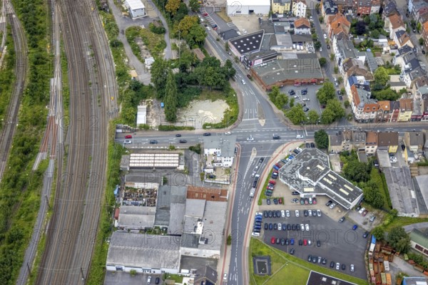Aerial view, intersection Alleestraße and Östingstraße, Autohaus 2000, Mitte, Hamm, Ruhr area,