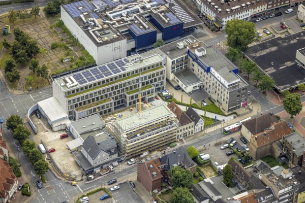 Aerial photo, Widumstraße construction site for new WA office building, Westfälischer Anzeiger,