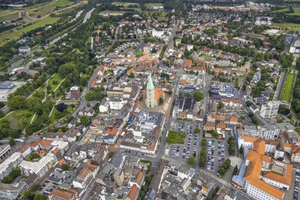 Aerial view, City with St. Pauluskirche, St. Marien-Hospital, Mitte, Hamm, Ruhr area, North
