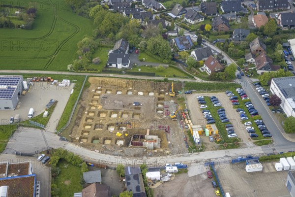 Aerial view, construction site at Humboldtstraße, Hetterscheidt, Heiligenhaus, Ruhr area, North