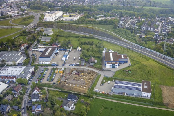 Aerial view, construction site at Humboldtstraße, Hetterscheidt, Heiligenhaus, Ruhr area, North