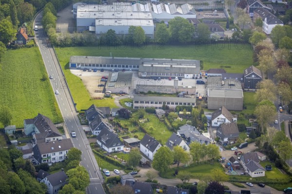Aerial view, company premises Schwepper Beschlag GmbH, Hetterscheidt, Heiligenhaus, Ruhr area,