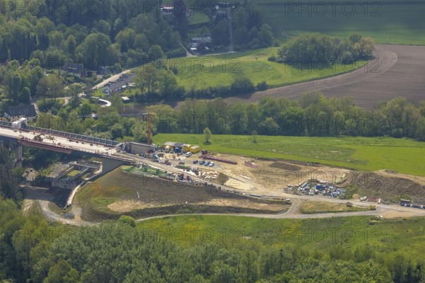 Aerial view, Angerbachtal bridge, new motorway section of the A44, gap closure between Ratingen-Ost