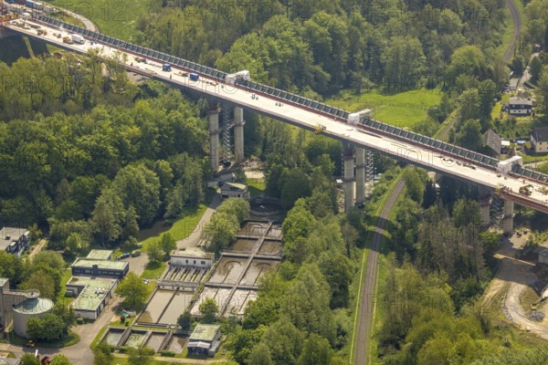 Aerial view, Angerbachtal bridge, new motorway section of the A44, gap closure between Ratingen-Ost
