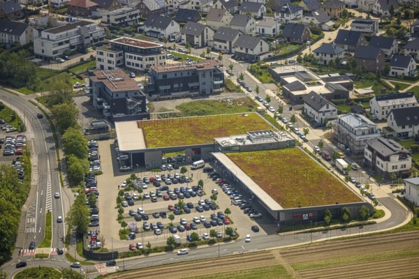 Aerial view, local supply centre Höseler Straße, residential area with island name, Heiligenhaus,