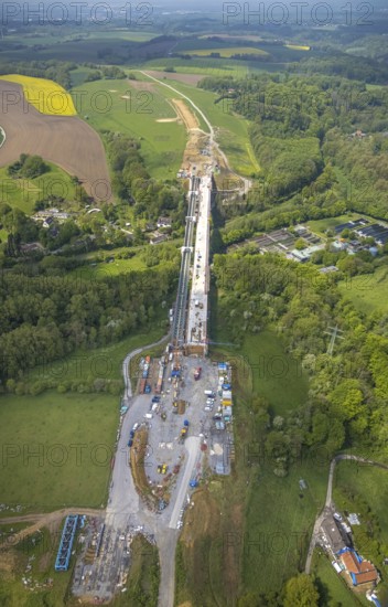 Aerial view, Angerbachtal bridge, new motorway section of the A44, gap closure between Ratingen-Ost