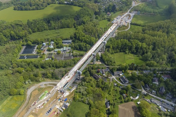 Aerial view, Angerbachtal bridge, new motorway section of the A44, gap closure between Ratingen-Ost