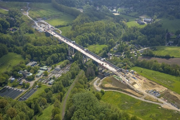 Aerial view, Angerbachtal bridge, new motorway section of the A44, gap closure between Ratingen-Ost