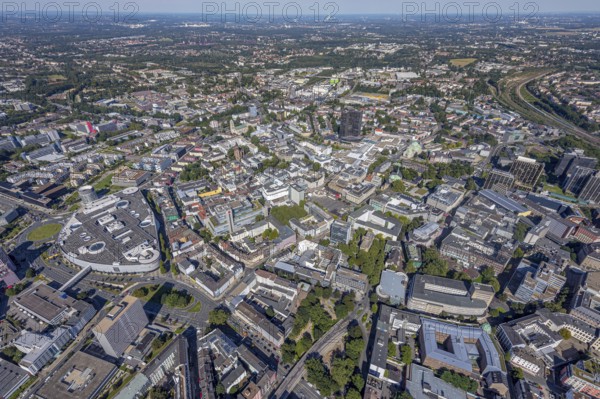 Aerial view, townscape city with Limbecker Platz in the city centre in Essen, Ruhr area, North