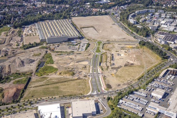 Aerial view, construction site project Essen 51 in the Krupp-Gürtel on the site of the former