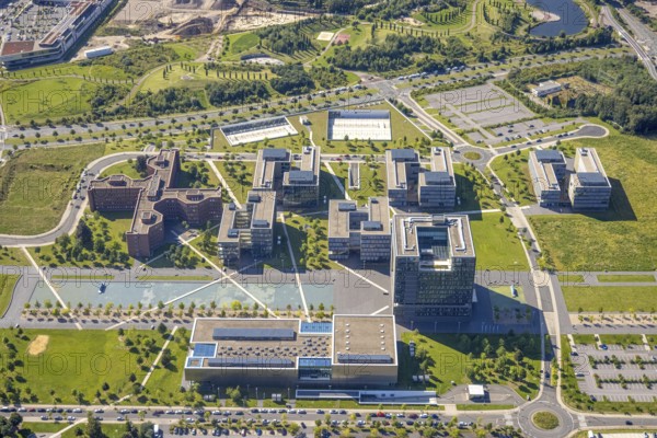 Aerial view, thyssenkrupp Quarter Corporate Headquarters in the West Quarter in Essen, Ruhr area,