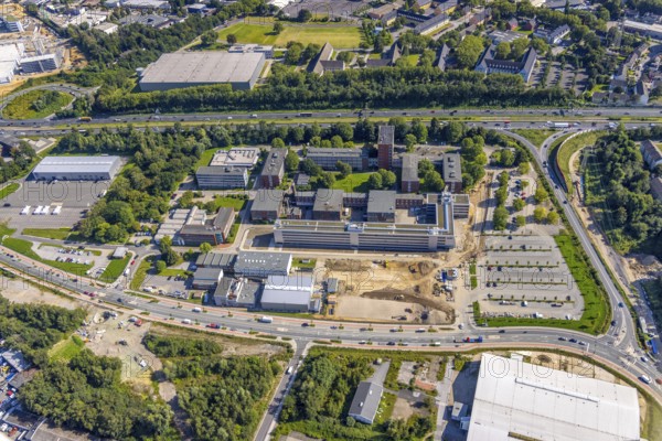 Aerial view, Technology Park Essen TPE at the motorway A40, TÜV Informationstechnik GmbH group of