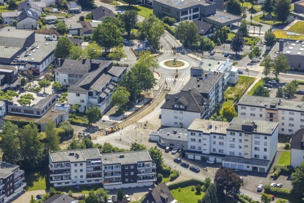 Aerial view, construction site at Kopernikusstraße, Finnentrop, Sauerland, North Rhine-Westphalia,