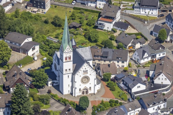 Aerial view, Church of St. Anthony the Hermit, Heggen, Finnentrop, Sauerland, North