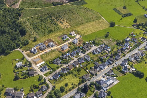 Aerial view, construction site, new building, residential buildings Auf dem Stein, Rönkhausen,