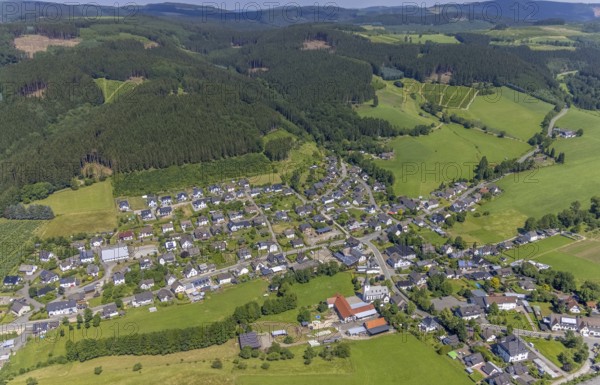 Aerial view, aerial view Serkenrode, Finnentrop, Sauerland, North Rhine-Westphalia, Germany, DE,