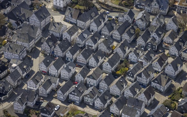 Historic town centre Alter Flecken, collection of half-timbered houses, Freudenberg, Sauerland,