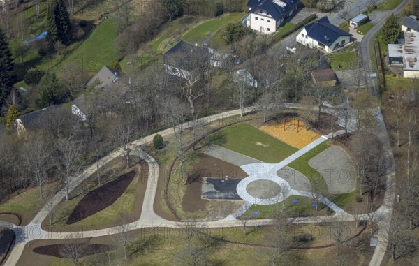 Spa garden with construction site Bürgerpark, Freudenberg, Sauerland, North Rhine-Westphalia,