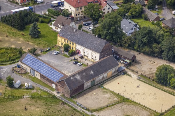 Aerial view, riding centre Christina Plotz in Strickherdicke, Fröndenberg/Ruhr, Ruhr area, North