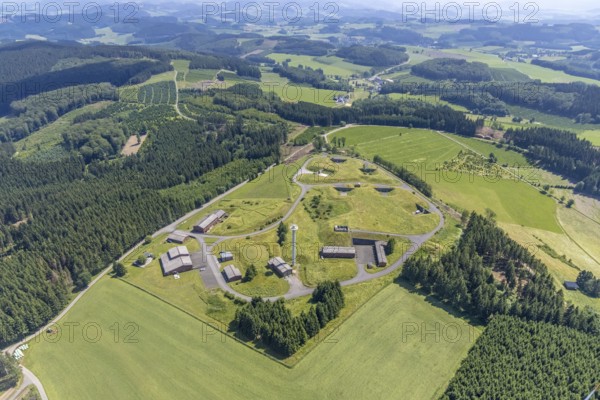 Aerial photo, Berg Buchhagen, former Nike fire control centre, now training area of the Olpe