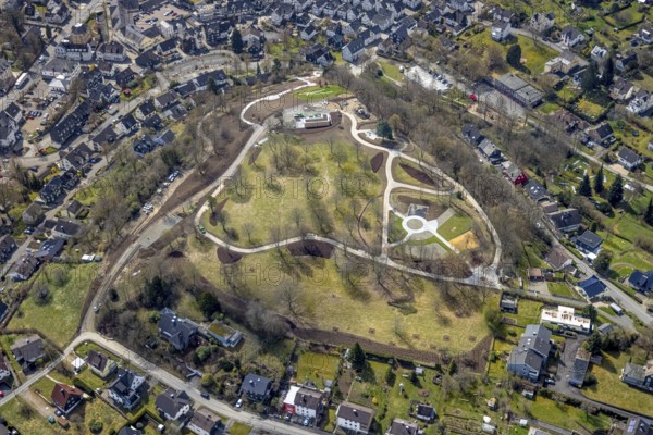 Spa garden with construction site Bürgerpark, Freudenberg, Sauerland, North Rhine-Westphalia,