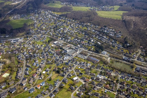 Town view Büschergrund, Freudenberg, Sauerland, North Rhine-Westphalia, Germany, DE, Europe, city