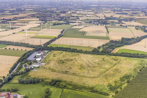 Aerial view, waste disposal company GWA Logistik in the district of Ostbüren, Fröndenberg/Ruhr,
