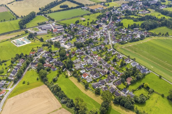 Aerial view, aerial view district Warmen, Fröndenberg/Ruhr, Ruhr area, North Rhine-Westphalia,