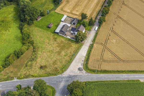 Aerial view, intersection Palzstraße and Bausenhagener Straße in Stentrop, Fröndenberg/Ruhr, Ruhr